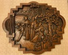 Vintage Chinese Intricately Carved Wood Panel Plaque nice 