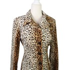 Vintage 90s A  Byer Tan Brown Fuzzy Velvet Leopard Print Jacket M