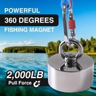 2000lb 360   Fishing Magnet  Heavy Duty N52 For Treasure Hunting