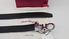 Ferragamo Men s Belt Size 85-90-100-105 Black Leather Silver Buckle W box