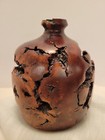 Stunning Turned Burl Wood Polished   Gnarley Vase W  Glass Insert Brutalist