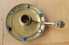 Antique Brass 5  Arts Crafts Chamberstick Etched 19th C  French Art Nouveau
