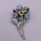 Vintage Metallic Enamel Pearl Floral Brooch Pin Mcm