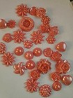 Craftbuddyus 75 Pcs Acrylic Coral Flatback Heart Flowers Pearl Bead Assortment