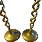 Vintage Solid Brass Barley Twist Swirl Taper Candle Stick Holders 11 Inches Tall