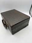 Vintage Brown Crocodile Embossed Train Case Travel Suitcase 11 5x8 5x4 7