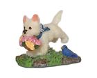Fairy Garden Miniature Puppy  Mini Dog With Flowers  Running Puppy With Bluebird