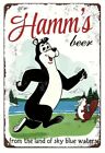 Retro Style Hamms Beer Bear From The Land Of Sky Blue Waters Tin Sign 8 x 12