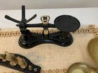 Antique Salter Kitchen Balance Scales   Complete Set Of 6 Brass Bell Weights