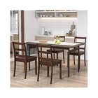 Set Of 4 Wood Chairs  Farmhouse Look  Walnut Finish  Rubber Feet  Solid Legs