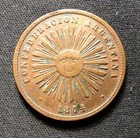 1854 Argentina Copper  2 Centavos  Sol  Filler   coin Has Bend  Enn Coins
