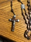 Vintage France Gd Wood Beaded Rosary Beads Crucifix Religious Catholic