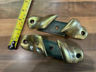 Pair Vintage Angled Brass Ships Boat Fairlead Cleat Nautical Maritime Boat