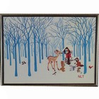 Vintage Crewel Embroidery Kit Forest Animals Snow Winter Cardinal Deer Nativity