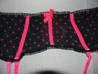 New Victorias Secret Pink Velvet Polka Dot Garter Belt Size Medium Large