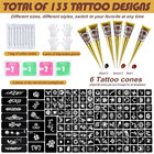 Temporary Tattoos Stencils Kit temporary Tattoos Kit - 6 Pcs 3 Color 3 Brown 2 B