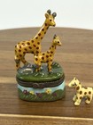 Porcelain Hinged Trinket Box Giraffes With Baby Giraffe