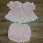 Vtg  Mayfair Baby Girls 3-6mos Dress Puff Sleeve Waterproof-lined Panties Set