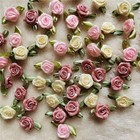 100pcs 15mm Multicoloured Mini Rose Flowers Satin Ribbon Bows Appliques Diy S   