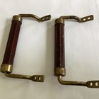 Pair Vintage  Art Deco Antique Brass   Satin Wood Cabinet Drawer Pulls W screws
