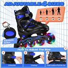 4 Size Adjustable Inline Skates For Kids   Youth Beginner W all Light Up Wheels