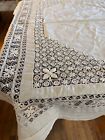 Antique Bobbin Lace Table Cloth Square  Cotton Insert  50 X 50
