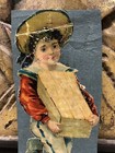 Boy Carrying A Wooden Crate Victorian Die Cut Scrap Glued On Paper L6
