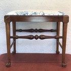 Vintage Antique Country Wood Footstool Upholstered Cabriole Legs Bench