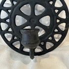 Vintage Cast Iron Trivet Style Metal Wall Single Candle Sconce 8 5    H X 5 5   W