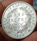  v5 old  East India Company 1840 Victoria Silver Rupee Indian Head 11 6gm