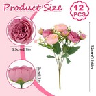 12 Pcs Pink Artificial Peony Flowers Silk Fake Bridal Bouquet Home Centerpiece
