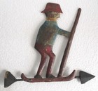 Antique Weathervane Skiing Embossed  