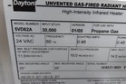 Dayton 5vd62 30 000 Btuh 24vac 144 Sq Ft Gas Infrared Flat Panel Heater