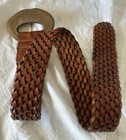 Brown Woven Leather Wide Belt One Size Women s