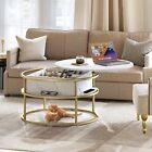 Round Lift Top Coffee Table Modern Cocktail Table W  Storage Hidden Compartment