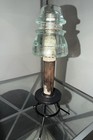 Vintage Hand Made Glass Insulator Hemingray 42 Holder Art Deco Wooden Peg Base