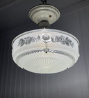 Restored Vtg White Semi Flush Mount Glass Ceiling Light Art Deco 1920s 1930 1940