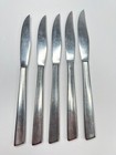 Patrician Lot Of 5 Dinner Knives 8  Stainless Steel Japan Slight Curved Handle
