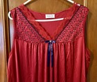 Vintage Vanity Faire Satin Burgundy Red   Navy Blue Long Slip Dress Nightgown L