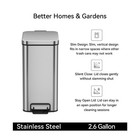  Bathroom Trash Can  2 6 Gallon  Stainless Steel Slim Step On Garbage Bin