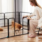 Dog Playpen Indoor With Door fence For Pet 16 Panel Puppy Cage For Yard Outdoor