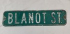 Vintage Antique Blanot St Embossed Heavy Metal Green Street Road Sign Man Cave