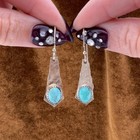 Vintage Handmade Southwestern Sterling Silver Turquoise Dangle Earrings
