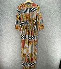 Toxik3 Jumpsuit Women M Medium Black Animal Print V-neck Long Sleeve Straight