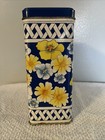 Vintage Floral Blue And Yellow Storage Tin Metal Box Equal Sweetener 1989 6   
