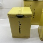 Vintage 1950 s Kreamer Yellow Metal Kitchen Canister Set Coffee Tea Flour Sugar