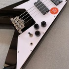4-string V Solid Electric Bass Guitar Black Stainless Rounded Edge Frets No Logo
