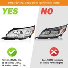 2013-2015 Malibu Headlights Assembly Black Housing Amber Reflector Bulbs L r