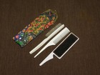 Vintage Vanity 7 1 4  High Purse Comb Brush Mirror Set New Old Stock