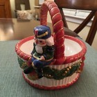 Vintage 1982 Fitz   Floyd Nutcracker Ceramic Christmas Basket  Adorable   Euc 